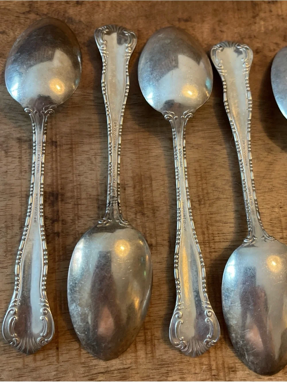 WM Rogers Bead Scroll And Fan Ornate Spoons